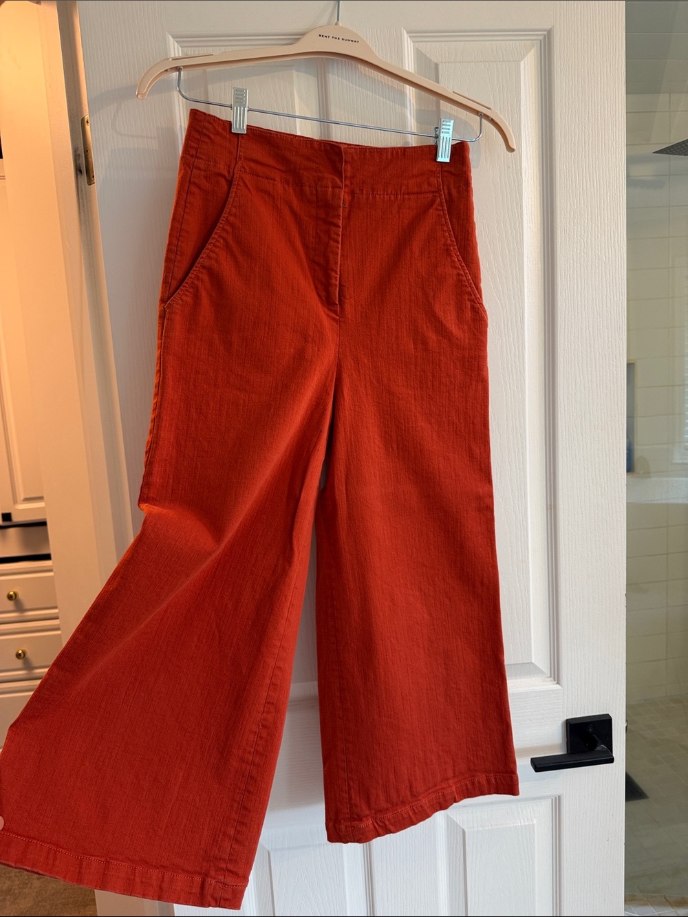 Wide Leg Cropped Rust Red Pants